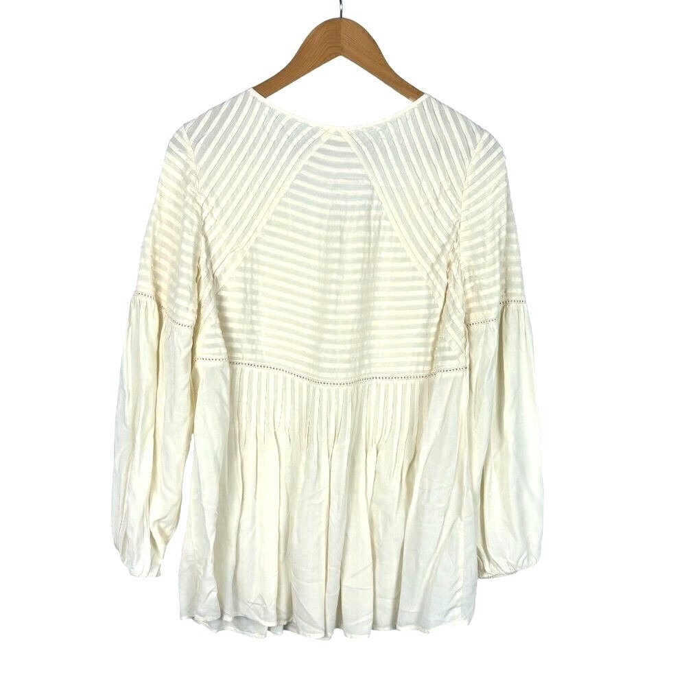 Sundance Womens Cream Long Sleeve Rayon Blouse‎ Tunic Sz M Cottagecore Prairie - Picture 6 of 10
